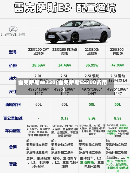 雷克萨斯es230(雷克萨斯ES200费用)-第1张图片