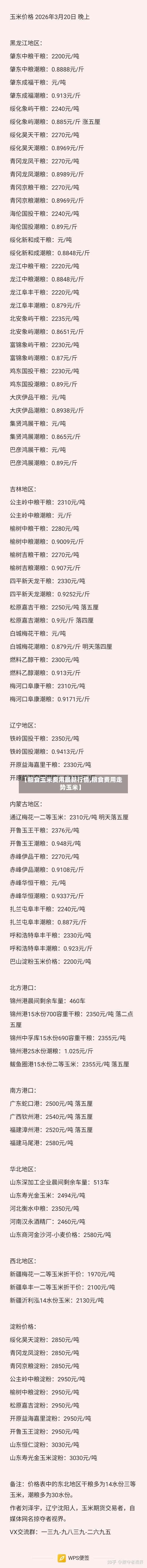 【粮食玉米费用最新行情,粮食费用走势玉米】-第1张图片