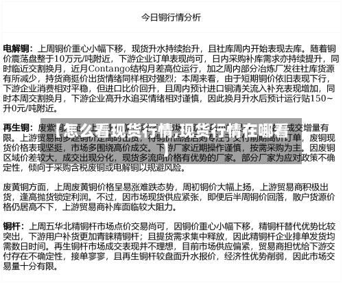 【怎么看现货行情,现货行情在哪看】-第1张图片